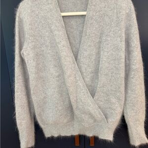 Rebecca Taylor Soft Gray V-Neck Sweater